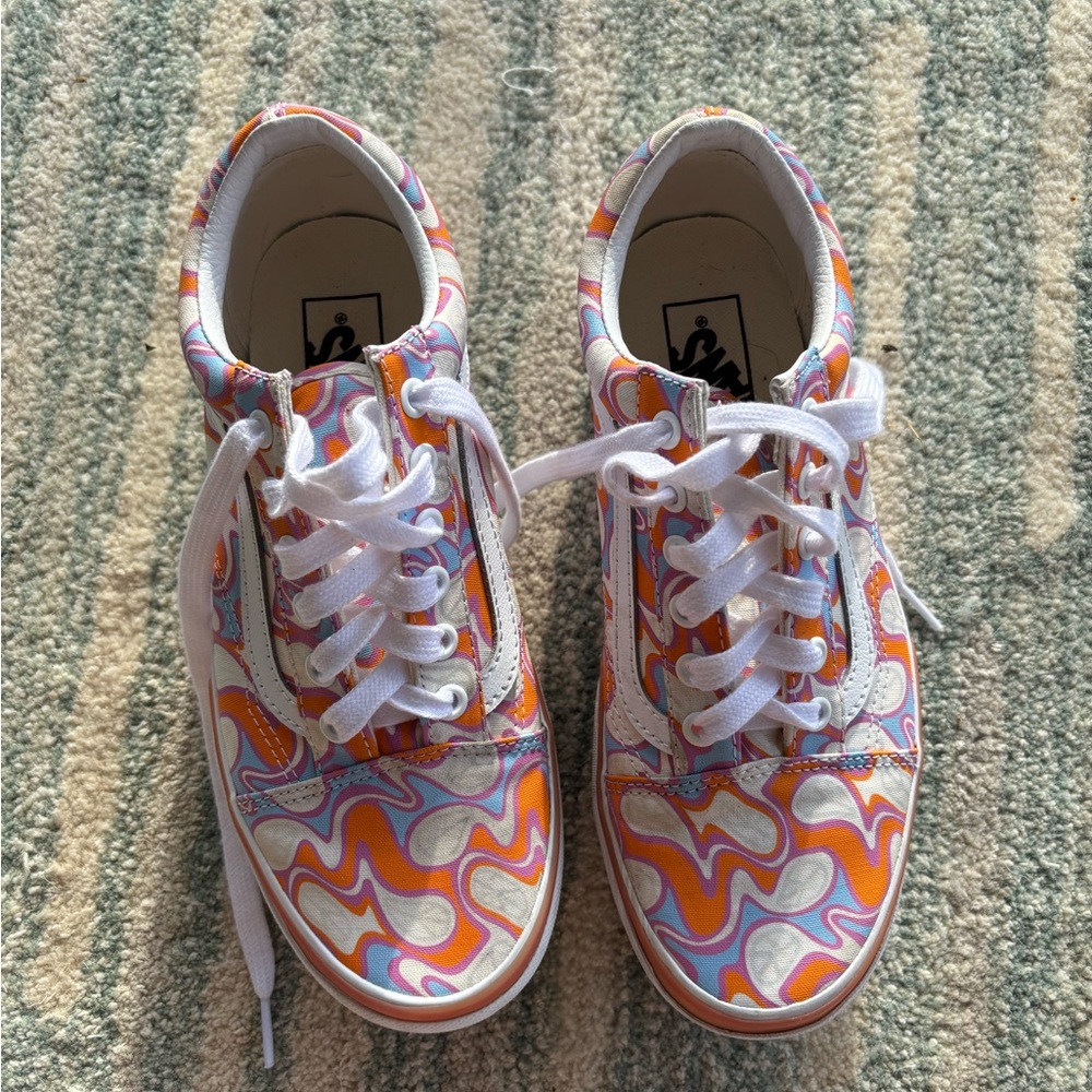 Vans Old Skool Stacked UV Peace Orange & White Platform Shoes - Picture 13 of 13